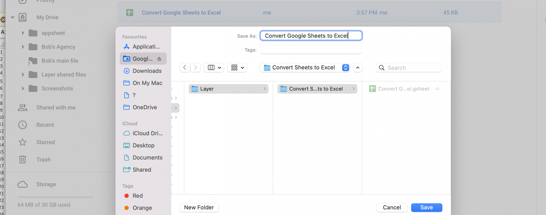 transfer excel to google sheets