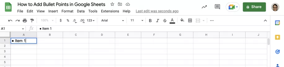 How to Add Bullet Points in Google Sheets 4 Ways Paste Bullet Point