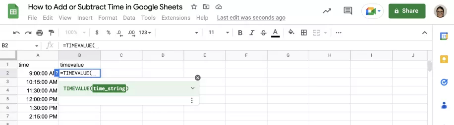 How to Add or Subtract Time in Google Sheets TIMEVALUE Function