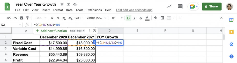 How to Calculate Year Over Year YOY Growth Add Formula