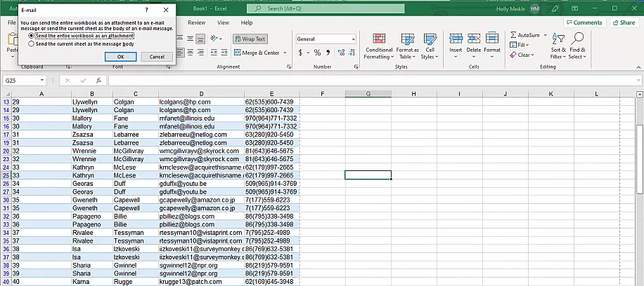 How to Email an Excel Spreadsheet Multiple Solutions Send entire workbook