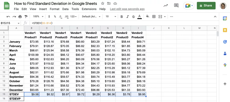How to Find Standard Deviation in Google Sheets Sample Standard Deviation