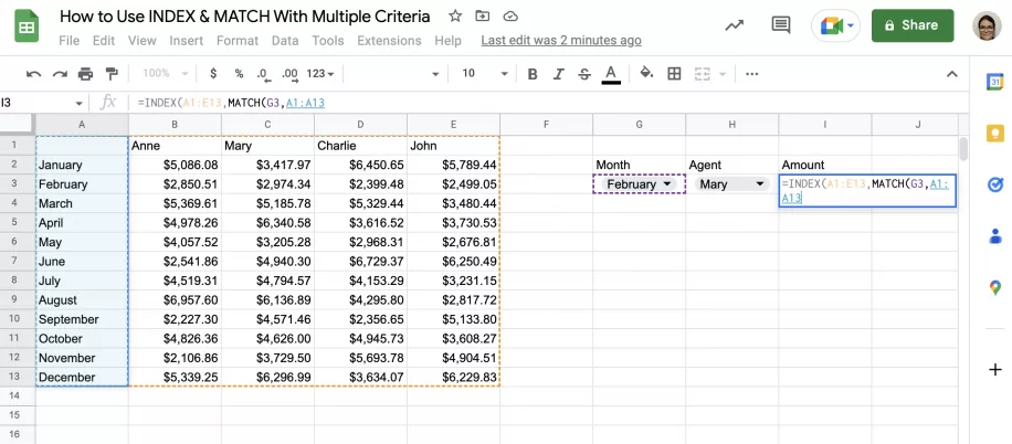How to Use INDEX MATCH With Multiple Criteria Search Column