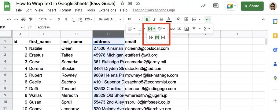 How to Wrap Text in Google Sheets Easy Guide Toolbar Wrap Text Button