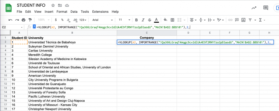 How to use Google Sheets to VLOOKUP data from another workbook Column index