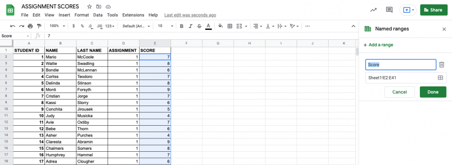 How to use IMPORTRANGE in Google Sheets Name Range
