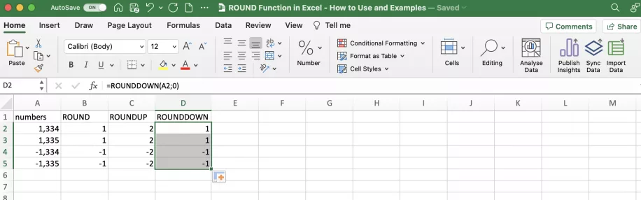 ROUND Function in Excel How to Use Examples Add ROUNDUP ROUNDDOWN Functions